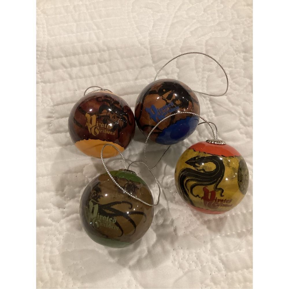 Disney Pirates Of The Caribbean Set of 4 Christmas Ornaments